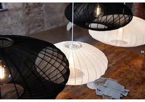 Czarna lampa wisząca z tekstylnym kloszem ø 60 cm Florence – Markslöjd