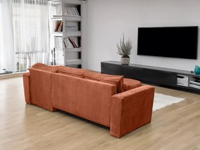 Rozkładana narożna sofa SMART COSARO terakotowa, dwustronna + 2 poduszki GRATIS