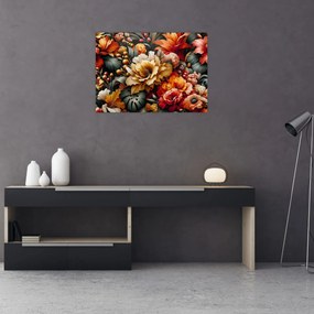 Obraz na szkle - Pomarańczowo-czerwone kwiaty (70x50 cm)