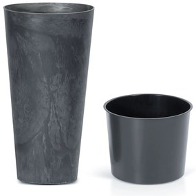 Donica ogrodowa 38 cm Tubus Slim Beton Effect antracyt PROSPERPLAST