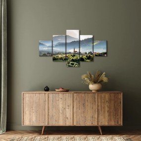 Obraz - wieś we mgle (125x70 cm)