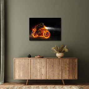 Obraz - Motocyklista z płomieniami (70x50 cm)
