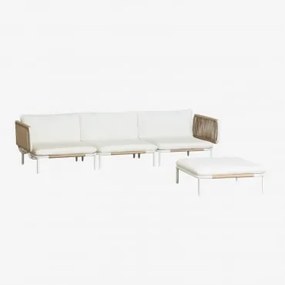 3-częściowa Modułowa Sofa Ogrodowa Z 2 Narożnikami I Pufą Roubly Beige Migdałowa - Sklum