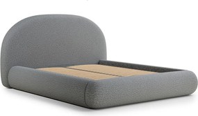 Szare tapicerowane łóżko dwuosobowe ze schowkiem ze stelażem 160x200 cm Maumere – Maison de Rêve