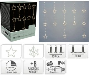 Kurtyna świetlna zewnętrzna Stars, 120 x 120 cm, LED, biały, timer, 8 funkcji, 120 cm