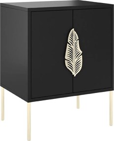 Czarna szafka nocna Skandica MERLIN ze złotymi dodatkami