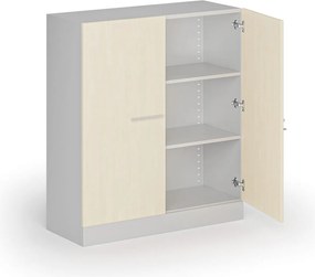 Metalowa szafa z drewnianymi drzwiami, demontowana, 1150 x 1000 x 400 mm, brzoza