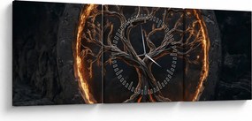 Obraz – Drzewo życia w lawie I. (z zegarem) (90x30 cm)