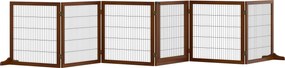PawHut Barierka zabezpieczająca dla psów, składana, z drewna sosnowego, 432 x 36 x 70 cm, Kawa