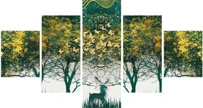 Obraz - Jelenie w zielonym lesie (125x70 cm)