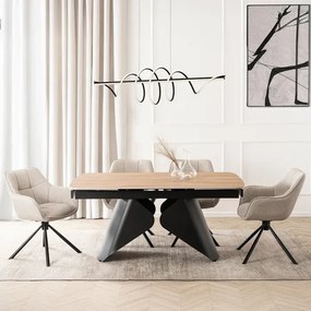 Zestaw Stół Rozkładany VERONA 160-240 cm Dąb/Czarny i 4 Krzesła PEONY 2 Beżowe