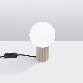 Szarobrązowa lampa stołowa ze szklanym kloszem (wysokość 19 cm) Orbital – Nice Lamps