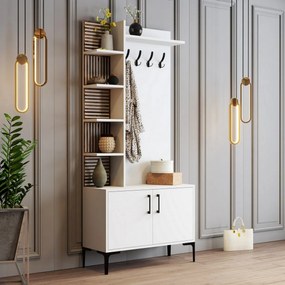 Wieszak z szafką na buty i półkami Viyana White