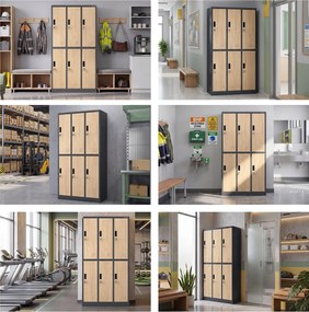 Szafka socjalna ubraniowa BHP antracytowa / dąb sonoma 6-drzwiowa: Eco Design IGOR, 900 x 1850 x 450 mm