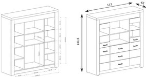 Witryna z szufladami  jesion ciemny - Filin 22X