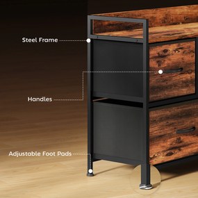 HOMCOM Komoda z Składanymi Szufladami z Tkaniny, Blat z Melaminy, Rama Stalowa, Brąz