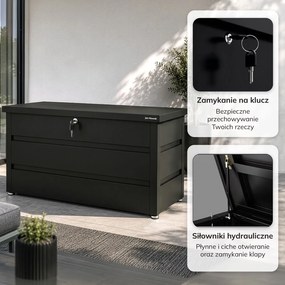 Metalowa skrzynia ogrodowa Carrie 360 litrów, 119 × 58 × 52 cm, kolor czarny