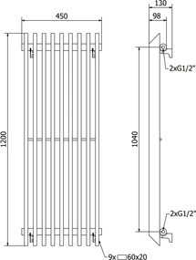 Mexen Aurora grzejnik dekoracyjny 1200 x 450 mm, 917 W, biały - W212-1200-450-00-20