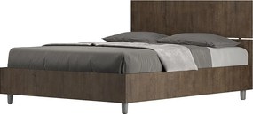 Łóżko bez stelaża 140x200 Prosty zagłówek orzech Demas