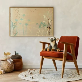 Plakat Ptaszek na łące 90x60 cm z ramą złotą bez marginesu ARTGEIST B