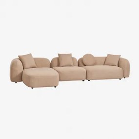 Modułowa 3-częściowa Lewa Sofa Z Szezlongiem W Kolorze Szenilu Coco Gruba Tkanina Szenilowa Latte Brown - Sklum