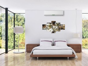 Obraz - Orchidea kwiaty na marmurowym tle (125x70 cm)