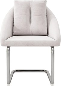 Zestaw 6 krzeseł z weluru - metalowa konstrukcja - beżowy