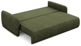 Zielona rozkładana sofa z tkaniny szenilowej ze schowkiem 218 cm Lilo – Makamii
