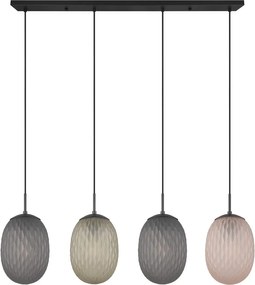 Lampa wisząca w kolorze matowej czerni ze szklanym kloszem Facette – Trio