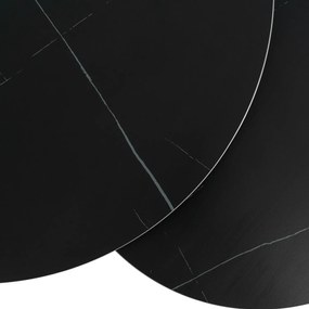 Zestaw Stolików Kawowych JERRY Czarny Marmur/Czarny do Salonu Nowoczesny