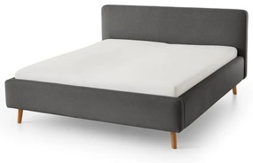 Antracytowe tapicerowane łóżko dwuosobowe ze schowkiem i stelażem 180x200 cm Mattis – Meise Möbel