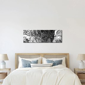 Obraz - Egzotyczny ogród (z zegarem) (90x30 cm)