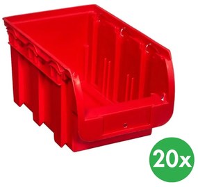 Plastikowy pojemniki COMPACT, 154 x 235 x 125 mm, 20 szt., czerwony