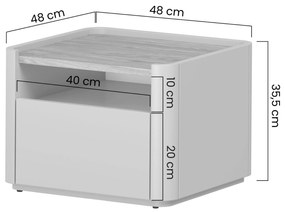 Szafka nocna Elivo 50 cm z szufladą - kaszmir / dąb olejowany