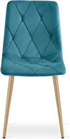 Turkusowe aksamitne krzesło jadalniane LIBRA