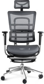 Fotel biurowy z podnóżkiem Diablo V-Master, zgodny z normą BHP, kolor czarno-szary