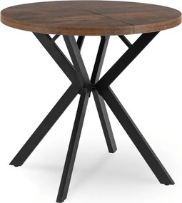 Stół Okrągły Rozkładany DORIAN 80-160 cm Dąb Rustykalny/Czarny Nowoczesny Loft