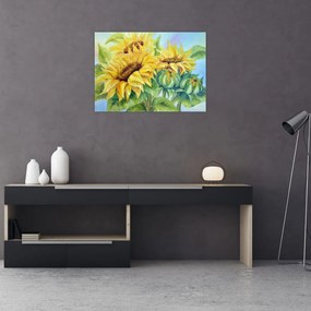 Obraz kwitnących słoneczników (70x50 cm)