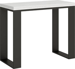 Konsola rozkładana 90x40/300 cm Tecno Frassino biała rama w kolorze Antracytu