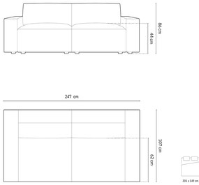 Beżowa aksamitna rozkładana/ze schowkiem sofa 247 cm Jodie – Micadoni