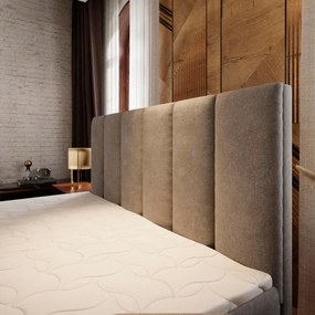 Tapicerowane łóżko kontynentalne MERALIS 140x200 cm szary Materac: Materac sprężynowy Bonell