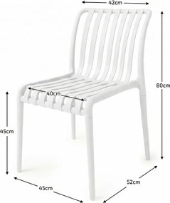 Zestaw ogrodowy TREGO ISLAND - 4 krzesła i okrągły stół ø 90 cm, biały