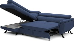 Narożnik RAVEN L Lewostronny wolnostojący z funkcją spania tkanina ARAGON 79 Niebieski WERSAL