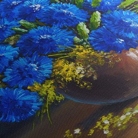 Obraz niebieskich kwiatów w wazonie (70x50 cm)