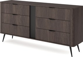 Komoda NOBILE 163,2 cm do Salonu Sypialni 6 Szuflad Dąb