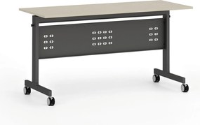 Mobilny stół PRIMO MOBI, 140x60 cm, czarna podstawa, brzoza