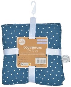 Niebieski muślinowy koc dziecięcy 75x75 cm – Bébé Douceur