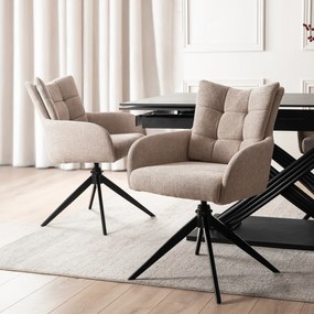 Krzesło Tapicerowane Obrotowe do Salonu JULY Beżowe Nowoczesne