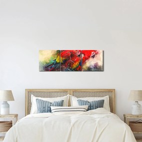 Obraz czerwonych papug Ara (z zegarem) (90x30 cm)