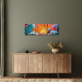 Obraz - Mozaika fal (z zegarem) (90x30 cm)
